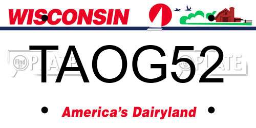TAOG52 Wisconsin License Plate