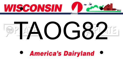 TAOG82 Wisconsin License Plate