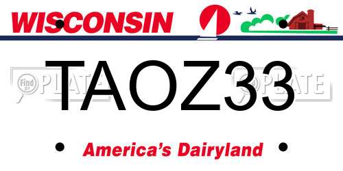 TAOZ33 Wisconsin License Plate