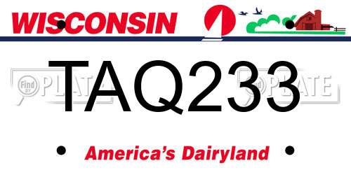TAQ233 Wisconsin License Plate