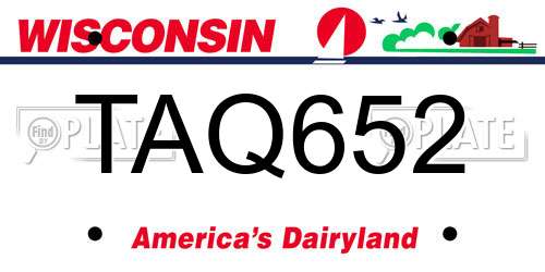 TAQ652 Wisconsin License Plate
