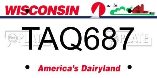 TAQ687 Wisconsin License Plate
