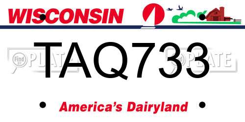 TAQ733 Wisconsin License Plate