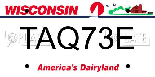 TAQ73E Wisconsin License Plate