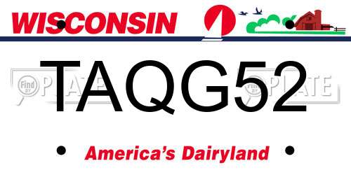 TAQG52 Wisconsin License Plate