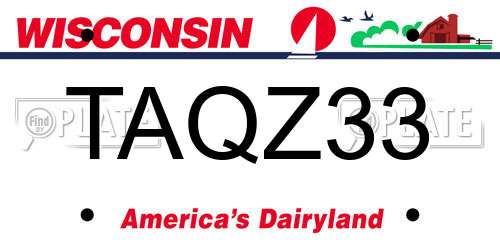 TAQZ33 Wisconsin License Plate