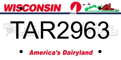 TAR2963 Wisconsin License Plate
