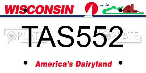 TAS552 Wisconsin License Plate