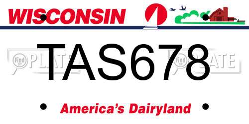 TAS678 Wisconsin License Plate