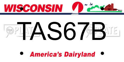 TAS67B Wisconsin License Plate