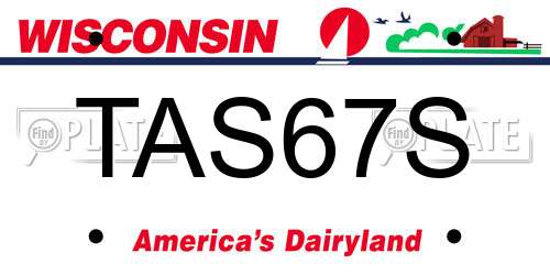 TAS67S Wisconsin License Plate