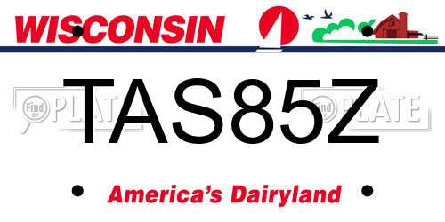 TAS85Z Wisconsin License Plate