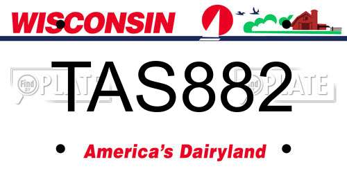 TAS882 Wisconsin License Plate