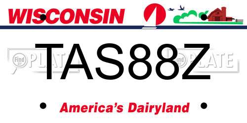 TAS88Z Wisconsin License Plate