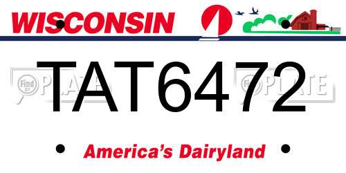 TAT6472 Wisconsin License Plate