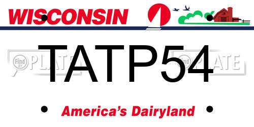 TATP54 Wisconsin License Plate