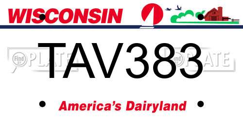 TAV383 Wisconsin License Plate