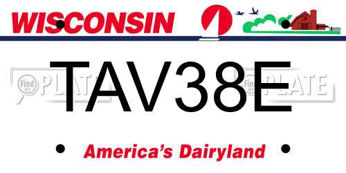 TAV38E Wisconsin License Plate
