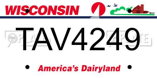 TAV4249 Wisconsin License Plate