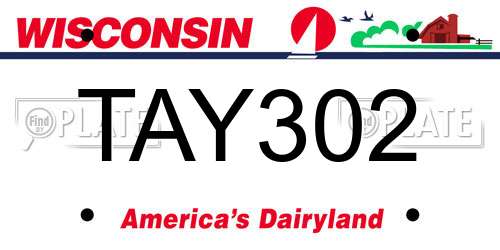 TAY302 Wisconsin License Plate
