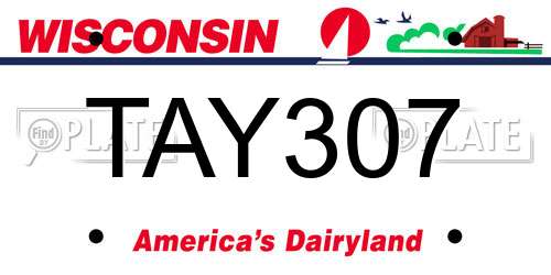 TAY307 Wisconsin License Plate