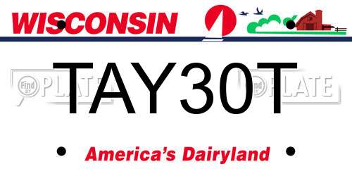 TAY30T Wisconsin License Plate