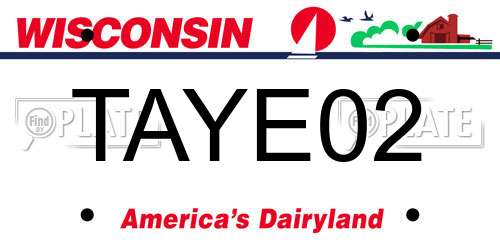 TAYE02 Wisconsin License Plate
