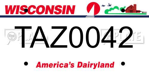 TAZ0042 Wisconsin License Plate
