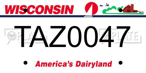 TAZ0047 Wisconsin License Plate
