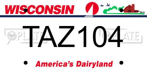 TAZ104 Wisconsin License Plate