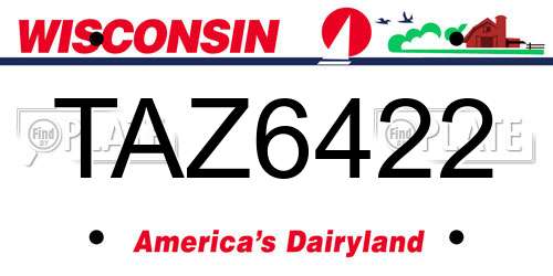 TAZ6422 Wisconsin License Plate
