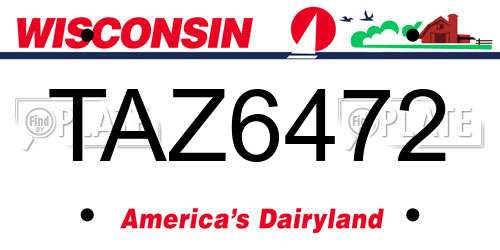 TAZ6472 Wisconsin License Plate