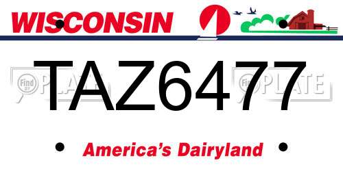 TAZ6477 Wisconsin License Plate