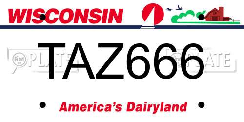 TAZ666 Wisconsin License Plate