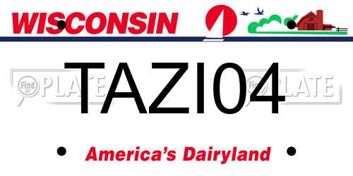 TAZI04 Wisconsin License Plate