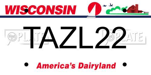 TAZL22 Wisconsin License Plate
