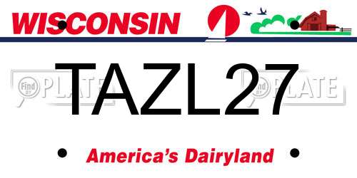 TAZL27 Wisconsin License Plate