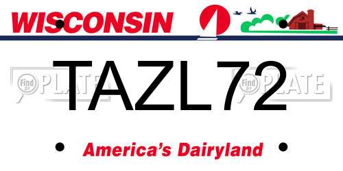 TAZL72 Wisconsin License Plate