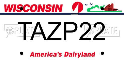 TAZP22 Wisconsin License Plate