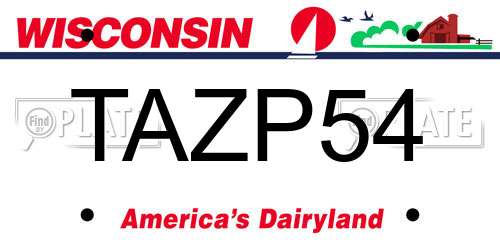 TAZP54 Wisconsin License Plate