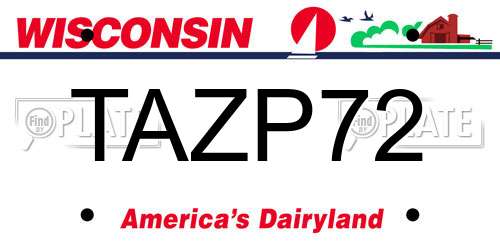 TAZP72 Wisconsin License Plate