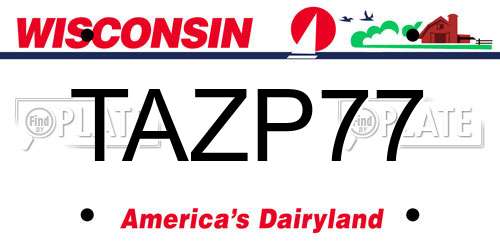 TAZP77 Wisconsin License Plate