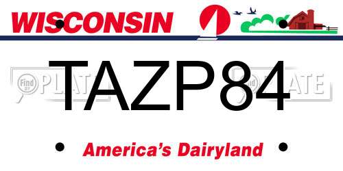 TAZP84 Wisconsin License Plate