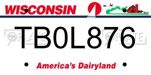 TB0L876 Wisconsin License Plate