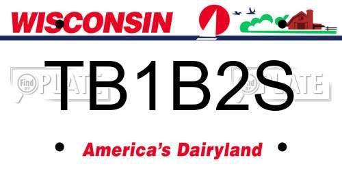 TB1B2S Wisconsin License Plate