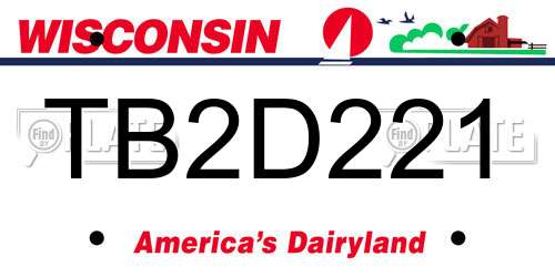 TB2D221 Wisconsin License Plate