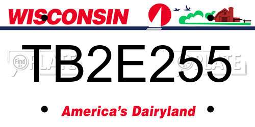 TB2E255 Wisconsin License Plate