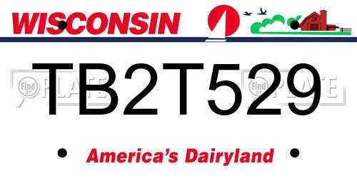 TB2T529 Wisconsin License Plate