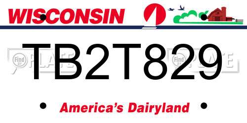 TB2T829 Wisconsin License Plate