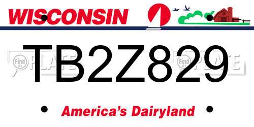 TB2Z829 Wisconsin License Plate